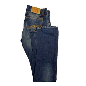 Nudie Jeans Super Slim Kim Mens 32x34 Dark Blue Denim Jeans Slim Straight Leg